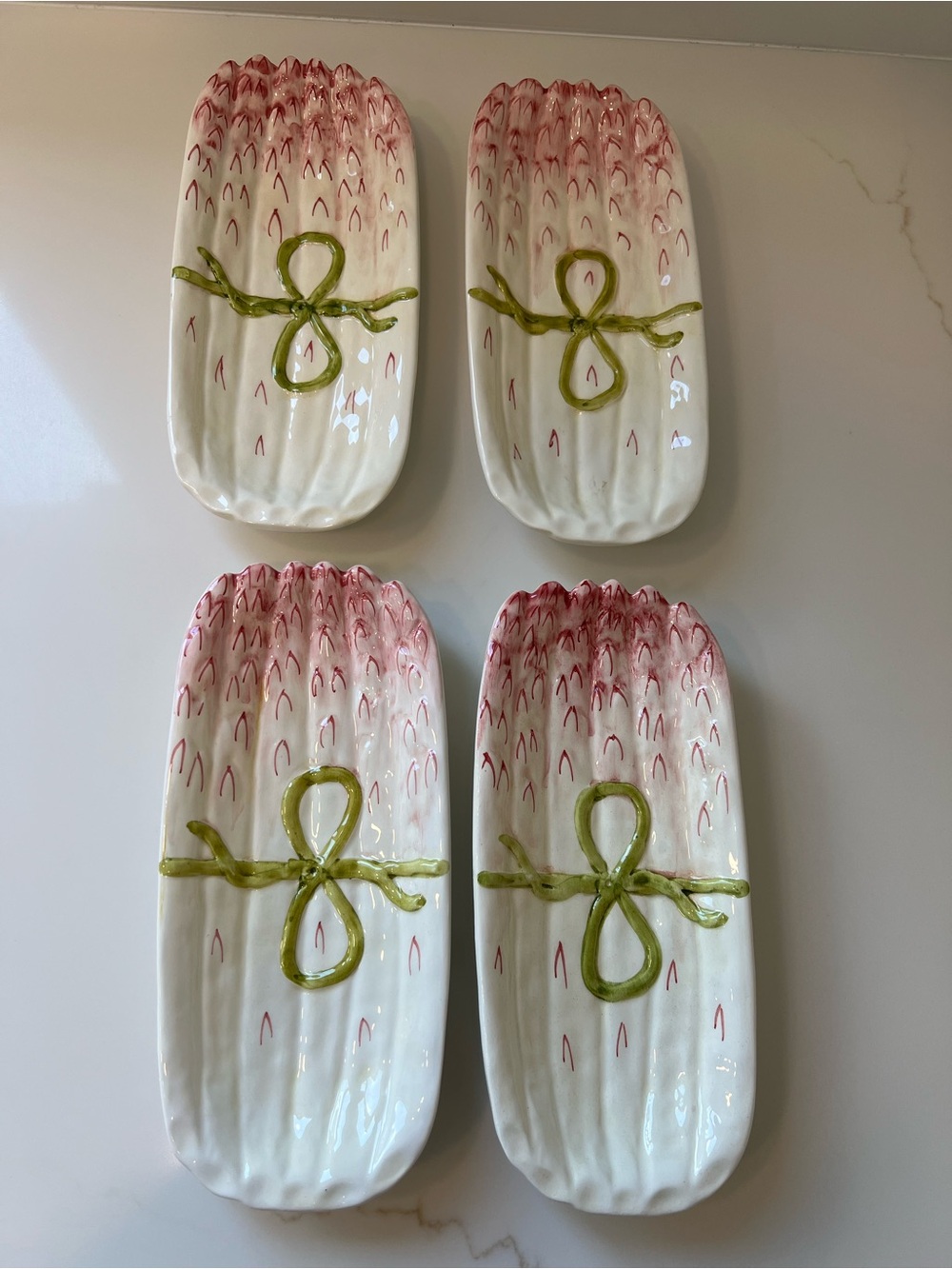 Vintage Italian Ceramic Asparagus Serving Dishes (4)